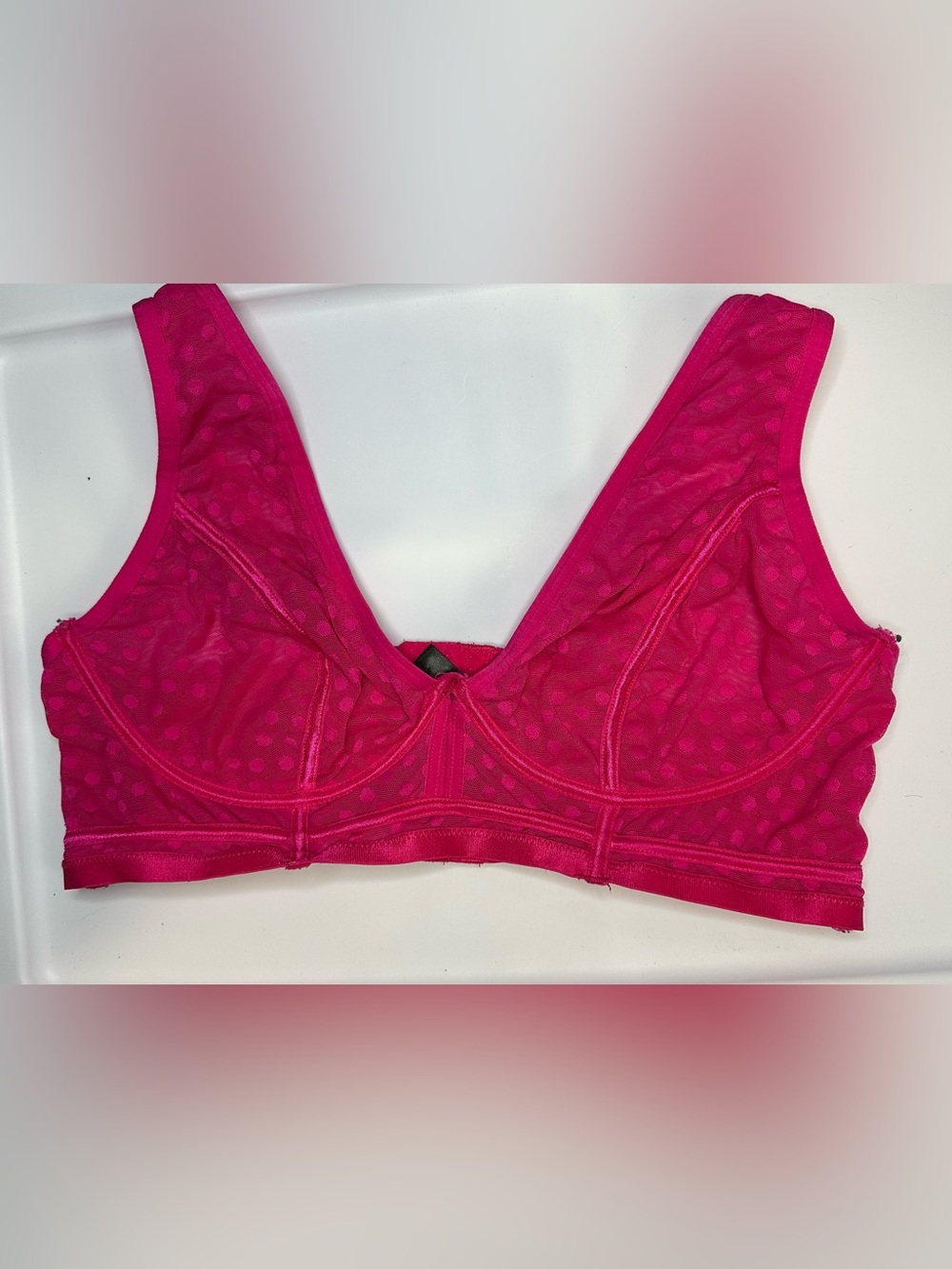 Torrid Hot Pink Dot Mesh Underwire Longline Bralette Size 2 2X 18/20